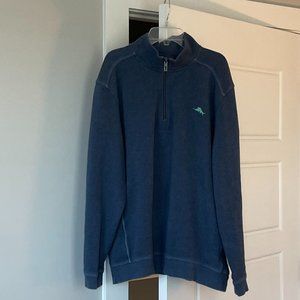 Tommy Bahama Blue 1/4 Zip Pullover- Large
